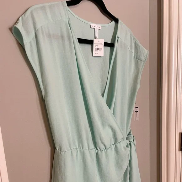 Leith Wrap sleeveless mini dress with side bow - light blue/green - small - NWT - Picture 7 of 7